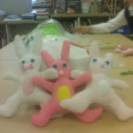 Students hand sewed bigl "Spring Bunnies"
